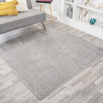 Haze Solid Low-pile Area Rug Light Gray